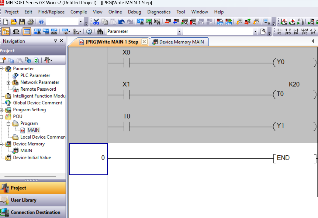 create a simple program in GX works 2